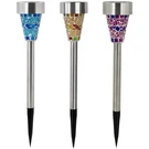 Northlight Set Of 3 Mosaic Stained Glass Solar Powered Led Pathway Markers 15.5". Fixed Price $30.23.