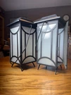 Set Of 2 Outdoor Black Metal Patio Lanterns - Frosted Glass Oil/citronella. Fixed Price $19.99.