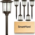 Solar Led Pathway Lights - 6 Pack, Nickel Finish, Modern Metal Design, Waterproo. Fixed Price $108.55.