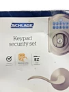 Schlage BE365 619 Camelot Keypad Electronic Deadbolt - Satin Nickel. Fixed Price $110.00.
