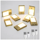 V4LIGHT Rechargeable Motion Sensor Night Lights 8-PACK Painted Gold Aluminum. Fixed Price $101.18.