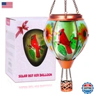 Solar Hot Air Balloon Cardinal Glass Lantern, Flame Effect Hanging Garden Light. Fixed Price $39.50.