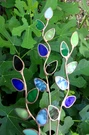 Stained Glass Garden Flower Stakes Stems Suncatchers (X3 Marine Tones). Fixed Price $36.00.
