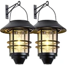 Solar Lantern Hanging Wireless Lights Garden Porch Fence Black 2 Pack Derynome. Fixed Price $40.80.