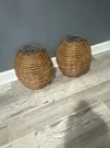 Set Of 2 Threshold Solar Powered Wicker Resin Woven Lanterns. Lightly Used!. Fixed Price $40.00.