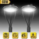 2X 60W Led Post Top Light, With Photocell 21000LM Outdoor Circular Area. Fixed Price $224.50.