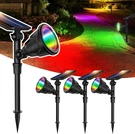 4 Pack Rgb Solar Spot Lights - Waterproof Color Changing Outdoor Decor. Fixed Price $99.99.