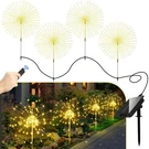Anordsem Solar Fireworks Lights Outdoor: 4 Pack (wired In Series), Warm White. Fixed Price $46.87.