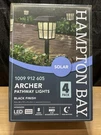 Hampton Bay Archer Black Led Solar Path Lights 4-PACK Outdoor Garden Walkway. Fixed Price $19.50.