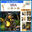Solar Garden Bear Statue 9-INCH Hand-painted Resin Outdoor Cor Gift. Fixed Price $45.79.