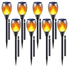 Solar Torch Lights, 8 Pack With Extension Rods & Realistic Flickering Flame, .... Fixed Price $61.95.