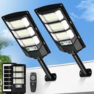 Solar Street Light 2-PACK, 6500K Motion Sensor Outdoor Flood Set. Fixed Price $83.99.