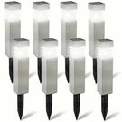 Morvat Led Stainless Steel Outdoor Landscape Yard Pathway Solar Lights, 8 Pack. Fixed Price $50.00.