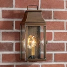 Outdoor Valley Forge Wall Lantern Light In Antique Copper Weathered Brass. Fixed Price $358.00.