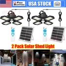 2 Pack Solar Pendant Light Outdoor Indoor Powered Motion Sensor Shed. Fixed Price $41.98.