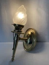 Antique Art Deco Wall Sconce Brass Flame Glass Light Fixture Hollywood Regency. Fixed Price $476.08.