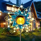 Solar Lights Outdoor Garden Decor, Blue Metal Sun Crackle Glass Globe Stake W.... Fixed Price $45.90.
