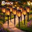 Solar Torch Lights Flickering Flame 8 Pack Outdoor Garden Pathway. Fixed Price $34.95.