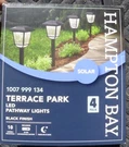 Terrace Park Pathway Lights 4PC Solar Battery Backed Hampton Bay. Fixed Price $19.84.