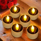 Angmln 6PCS Solar Tea Lights Outdoor Waterproof, Flameless Flicker Led Can. Fixed Price $22.71.
