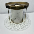 John C. Virden Co. Brass, Frosted/etched Glass Hanging Light Fixture Wired. Fixed Price $39.95.