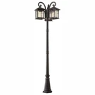 88.5 In. Aged Iron 3-HEAD 3-LIGHT Outdoor Post Lamp With Clear Seedy Glass Shade. Fixed Price $216.66.