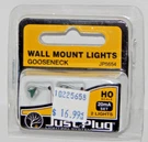 Woodland Scenics #JP5654 Just Plug Gooseneck Wall Mount Lights (2) New. Fixed Price $14.99.