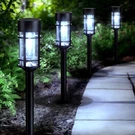 Mancra Solar Pathway Lights Outdoor, 8 Pack Metal Glass Black. Fixed Price $90.66.