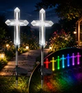 Pack Solar Garden Stake, Color Changing Led Pathway Light (2 Cross). Fixed Price $27.99.