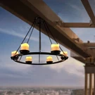 Solar Outdoor Chandelier With 7 Candle Lanterns For Home Garden Decor. Fixed Price $68.99.