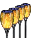 Eoyizw Solar Lights Outdoor 4 Pack, 99 Leds Torch With Flickering. Fixed Price $59.99.