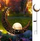 Homeimpro Moon Solar Lights Outdoor Garden Stakes, Waterproof Crackle Bronze. Fixed Price $34.81.