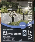 Hampton Bay Low Voltage Black Integrated Led Path Lights Solar 6-PACK. Fixed Price $49.95.