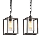 Ihengyanlt 2 Pack Farmhouse Pendant Light,black Metal Frame Hanging Fix.... Fixed Price $71.65.