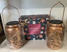 2 Solar Lanterns Outdoor Garden Decor Dragonfly & Flower Light Display At Night. Fixed Price $19.95.