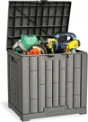 East Oak 31 Gallon Deck Box Indoor/outdoor Waterproof Lockable Grey For Patio. Fixed Price $37.94.