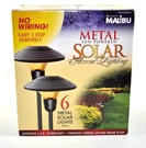 Malibu Set Of LZ10 Metal Sun Powered Solar Flare Lights 305567 New Open Box. Fixed Price $49.99.