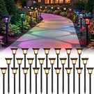 Cinoton 24 Pack Rgbcw Solar Pathway Outdoor Lights, 3 Lighting Modes Led Garden. Fixed Price $170.81.