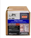 Simpson TNTW25334TFR200 Titen Turbo 1/4 In. X 3-3/4 6-LOBE Flat-head Concr. Fixed Price $68.79.