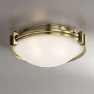 Deco Modern Ceiling Light Flush Mount Fixture 12 3/4" Warm Brass White Glass. Fixed Price $129.99.