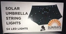 Solar Umbrella Led String Lights 54 Count White By Sunrays New. Fixed Price $9.99.