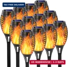 Eoyizw 12 Pack Solar Torch With Flickering Flame, Leds Lights Out. Fixed Price $54.36.