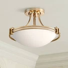 Deco Modern Ceiling Light Semi Flush Mount Fixture 16" Warm Brass White Glass. Fixed Price $199.99.
