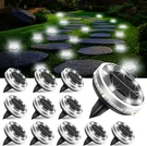 Solar Ground Lights Outdoor 12 Pack Waterproof Upgraded Flat Garden. Fixed Price $80.49.
