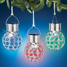 Set Of 3 Solar Led Color Changing Stainless Steel Garden Ball Lanterns. Fixed Price $19.99.