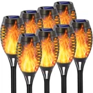 Eoyizw 8 Pack Solar Torch Flickering Flame 12 Leds Lights Outdoor. Fixed Price $44.12.