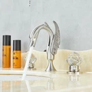 Brass Bathroom Dual Crystal Handles Swan Shape Basin Sink Faucet Brushed Nickel. Fixed Price $99.00.