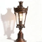 Outdoor Lamp Led 22'' Post Light Antique Crown With Clear Glass Shade Fixture Ul. Fixed Price $136.99.