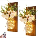 Rustic Wall Sconces With Mason Jars Led Fairy Lights White Peony & Remote Contro. Fixed Price $20.00.