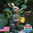 Solar Garden Statues -rabbit Lantern Outdoor Handmade Resin With Led Ligh. Fixed Price $50.33.